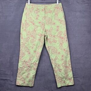 Vintage Lilly Pulitzer Womens Cropped Pants Pineapple Floral Print Green Size 6